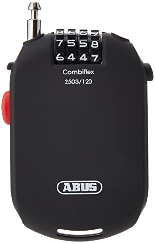 ABUS Spezialschloss Combiflex 2503/120 - Geeignet als Gepäcksicherung, Skischloss, Helmsicherung - 120 cm Stahlkabel - mit Zahlencode, Schwarz