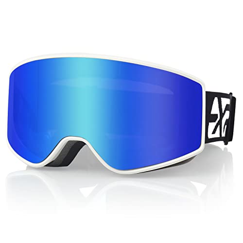 EXP VISION Kinder Skibrille, Antibeschlag Kinder Schnee Snowboardbrille OTG UV-Schutz für Jungen Mädchen Jugend (Blau)