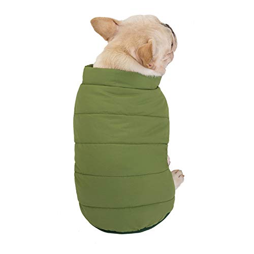 Yannn Hundekleidung, winddichtes Tuch für Hundemantel, warme Klassische weiche Weste für kleine, mittlere, warme Wintermäntel für Welpen, Baumwollweste für Hunde, grün
