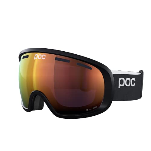 POC Fovea Clarity - Skibrille für Skifahrer und Snowboarder mit großen Sichtfeld für den täglichen Einsatz in den Bergen, Uranium Black/Spektris Orange