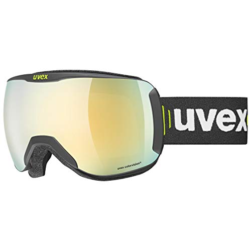 uvex Unisex – Erwachsene, downhill 2100 CV Skibrille, kontrastverstärkend, black matt/gold-green, one size