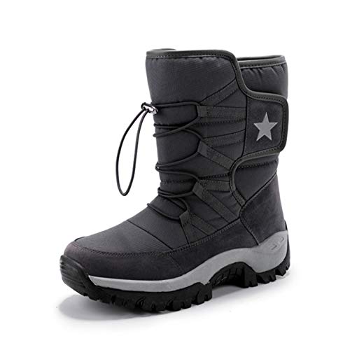 Q-YR Outdoor Snow Boots Winter Herren- Und Damenmode Plus Samt Warme Baumwolle Schuhe rutschfest Kaltbeständig,Grau,41