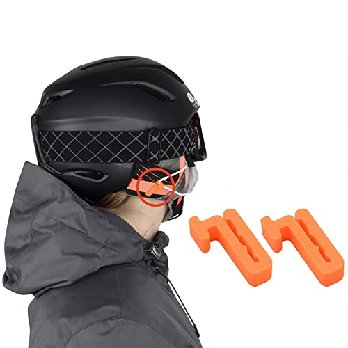 Helmclip Maskenhalter Skihelm - Snowboardhelm Helm Halterung Halterung um Masken am Helm zu befestigen Helmriemen | Masken Holder Ski Helmet Skihelm Maskenhalterung 1/2 Paar (2PCS, Orange)