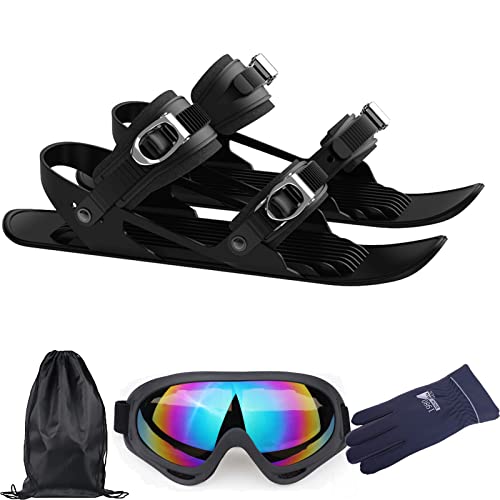Mini Ski Skates für Snow Skiboard Snowblades Verstellbarer Snowboardschuhe Kurze Snowskates Erwachsene Skier Skifahren Skischuhe,Erwachsene 43 * 13cm,Black