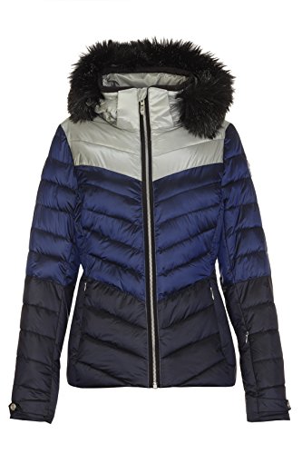 killtec Skijacke Damen Brinley - Winterjacke Damen - Damenjacke sportlich mit Skipasstasche - warme Jacke für den Winter - wasserdicht, Blau, 34