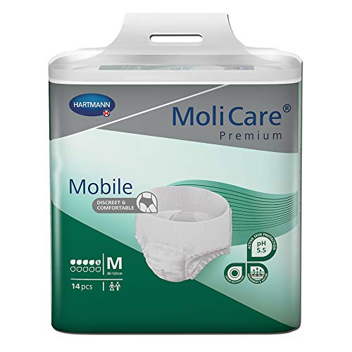 MoliCare Premium Mobile Einweghose: Diskrete Anwendung bei Inkontinenz für Frauen und Männer; 5 Tropfen, Gr. M (80-120 cm Hüftumfang), 14 Stück