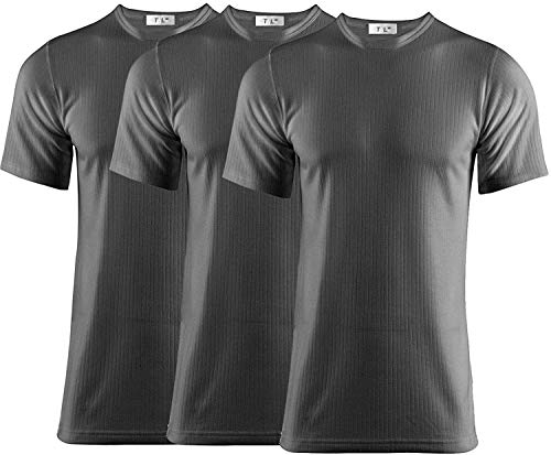 Thread Linens 3er-Pack Herren-Thermo-T-Shirt, Körperwärmer, Basisschicht, Thermo-Unterwäsche für Herren, Größe S-XXL Gr. X-Large, anthrazit