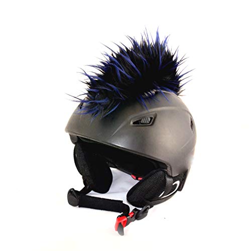 Helm-Irokese für den Skihelm, Snowboardhelm, Kinderskihelm, Kinderhelm, Motorradhelm oder Fahrradhelm - Iro-Helmcover - für Kinder und Erwachsene HELMDEKO (Schwarz mit Blau)