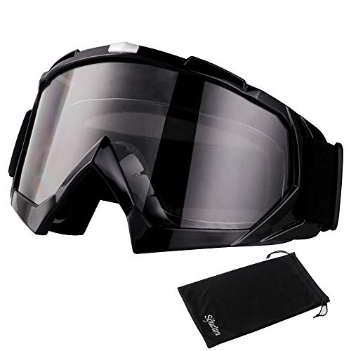 Japace Motorradbrillen Skibrille Anti Fog UV Schutzbrille mit Double Lens Schaumstoffpolsterung für Outdoor Aktivitäten Skifahren Radfahren Snowboard Wandern Augenschutz (Schwarz, Saubere Linse)