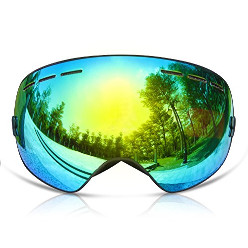 GANZTON Skibrille Snowboard Brille Doppel-Objektiv UV-Schutz Anti-Fog Skibrille F¨¹r Damen und Herren Jungen und M?dchen Schwarz