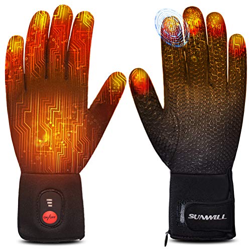 Sun Will elektrische beheizte Handschuhe für Herren Damen，wiederaufladbar beheizbare Winter Handschuhe für Outdoor Fahrrad Motorad Ski Snowdoard Jagd