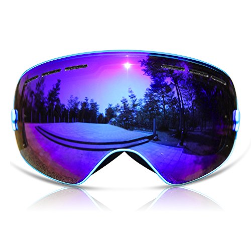GANZTON Skibrille Snowboard Brille Doppel-Objektiv UV-Schutz Anti-Fog Skibrille Für Damen Und Herren Jungen Und Mädchen Himmelblau